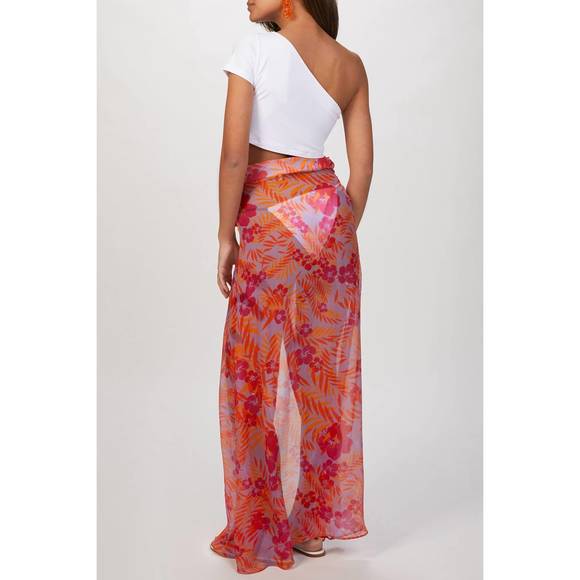 NEW AMIR SLAMA tropical georgette skirt in caetano - Picture 2 of 2
